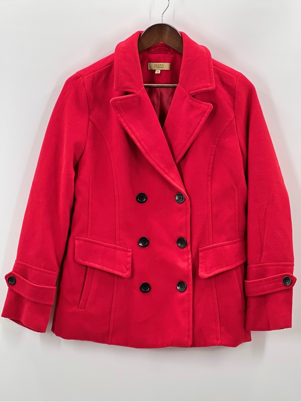 231 Valerie Stevens Red Double-Breasted Peacoat